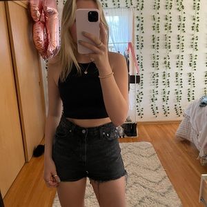 BDG black jean shorts